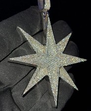 3.30Ct Round Cut Moissanite Cluster Star Men Charm Pendant 14K White Gold Plated picture
