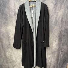 UGG Duffield II Black Grey Fleece Shawl Collar Robe Mens L/XL NWT Lounge Cozy picture