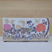 Handmade Korean Mother of Pearl Jewelry Box White Floral Najeon 4 Drawer New picture