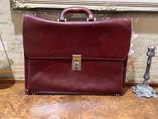Vintage Finnegans London Leather Briefcase Attache Case Burgundy Brass Lock picture
