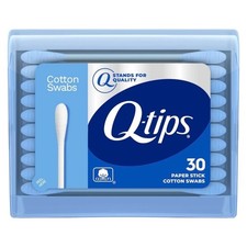 Q-tips Original Cotton Swabs Travel Pack 30 Count 100% Cotton Blue Case picture