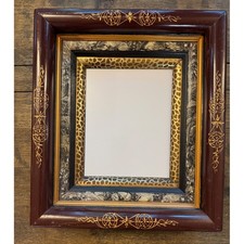 Antique Eastlake Frame for 8 x 10  Marbled Black Gold Leopard  Mahogany picture