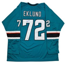 Autographed/Signed William Eklund San Jose Teal Jersey Beckett BAS COA picture