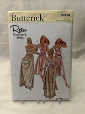 Butterick B6914 Retro 1980s V Neck Dress Straps Robe Jacket Sewing Pattern 16-24 picture