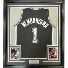 Framed Facsimile Autographed Victor Wembanyama 35x39 Black Reprint Jersey picture