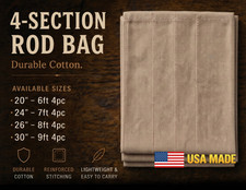 Khaki Cloth Rod Bag – Fits 4pc Fly Rods - Fly Rod Sock - 4 sizes - USA picture