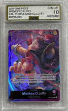 2024 One Piece Purple Leader Monkey.D.Luffy #OP05-060 AGS 10 Gem Mint picture