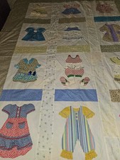 Gorgeous Applique Baby/Doll Outfits Unfinished Quilt Top Lovely Details 73