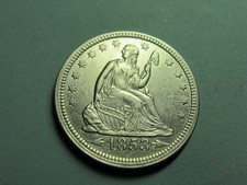 1853 ARROWS & RAYS SEATED LIBERTY QUARTER   NICE HIGH GRADE COIN picture