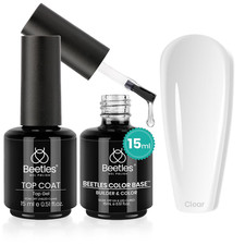 Beetles Gel Top Coat & Clear Rubber Base Gel Polish Set, 2Pcs 15ml for Nail Art picture