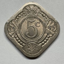 1943 Netherlands 5 Cents - Coin #E-010 picture