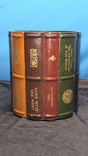 Faux 10x8 Leather Library Waste Bin Book Spine Trash Basket Study Room Office picture