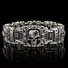 Heavy Metal Rider Bracelet, Intricate Skull Design, US Street Motorcycle Jewelry picture