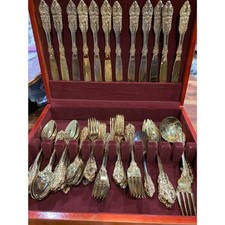 VTG Baroque Godinger Gold Plated 65-Piece Flatware, Gothic Utensils, Tableware picture