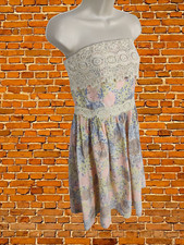 MONSOON FUSION IVORY DRESS SIZE UK 14 COTTON WOMENS FLORAL LACE STRAPLESS RARA picture