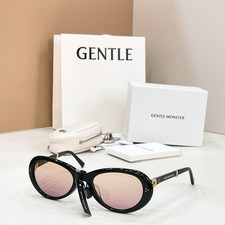 GENTLE MONSTER ORBIT Black Oval Folding Sunglasses Pink Gradient Lenses  picture