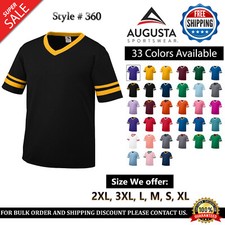Augusta Sportswear 360 Mens V-Neck Baseball Jersey Tee Striped Sleeves T-Shirt picture