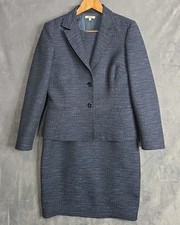 Santorelli Tweed Dress Suit Set 10 Navy Blazer Jacket Erika16x311 Made in Italy picture