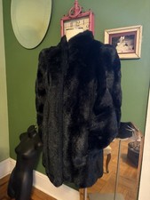 Vintage 80s Jordache Black Faux Fur Coat USA Made Vtg Size 12 ~ 40” Bust S/M picture