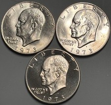 1973 P D S - Clad Proof and P & D Uncirculated Eisenhower Ike Dollar 3 Coin S12 picture