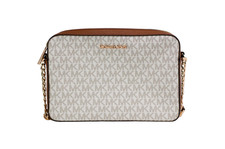 Michael Kors Jet Set East West Vanilla Leather Crossbody Bag Handbag picture