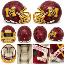 Riddell Revolution Adult XL Full Size Football Helmet Maroon Yellow Facemask picture