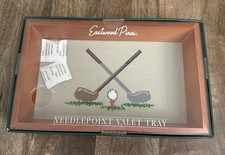 NEW Eastwood Pines Needlepoint Valet Tray Golf Themed Wooden picture