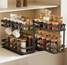 Organizador Extraíble de Especias 2 Niveles Negro para Cocina y Baño picture