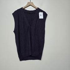 Peru Unlimited 100% Royal Alpaca Rajd V-Neck Vest Charcoal Plum Purple Men Sz XL picture