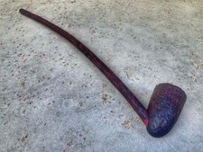 Wizard Smoking Pipe Long Stem Tobacco Pipe Rustic Black and OxBlood picture
