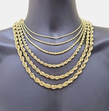 Real 14K Yellow Solid Gold Rope Chain 2-8mm Necklace 18-30'' Inches Lobster 14kt picture
