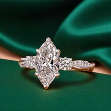 Certified 950 Platinum 2ct Marquise F VVS1 Natural White Diamond Engagement Ring picture