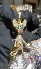 Men's Unique Character Pendant With Enamel In Lab Created Diamond 925 Silver picture