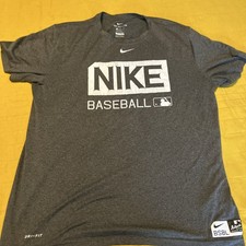 Nike Dri-Fit BSBL Gray Short Sleeve T-Shirt Mens Great Spell Out XL Baseball  picture