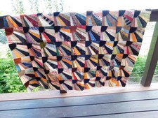 Antique Crazy Quilt Top Hand Embroidered Silk Velvet Colorful Scrap Fabrics picture