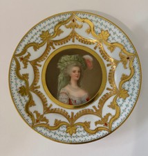 Antique Royal Vienna Marie Antoinette Jeweled Portrait Plate Signed Wagner 9.6