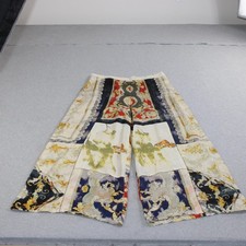 Citron Santa Monica Pants Women Large Cream Silk Wide Leg Boho Artsy Lagenlook picture