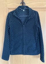 Uniqlo Women's Fleece Zipped Jacket Cardigan UK Size S Black white polka dots picture