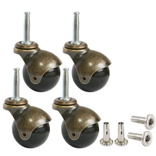 2 Inch Ball Casters Wheels Brass Vintage Antique Set of 4 picture