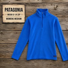 Patagonia Micro D 1/4 Zip Fleece Pullover Blue Womens Medium picture