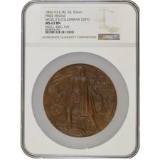 1892-1893 Chicago Columbian Exposition Award Medal, Eglit-90, NGC MS 63 BN, 76mm picture
