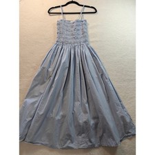 Naadam The Collection Powder Blue Cotton Smocked Midi Dress Pockets Large picture
