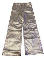 Abercrombie Kids Silver, metallic  finish High Rise Wide-Leg Denim Jeans 15/16 picture