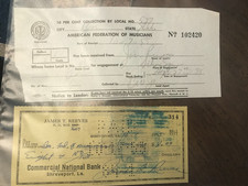 JIM REEVES Signed cancel check American Fed Musicians Receipt 1955 Silver Spur picture
