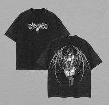 Vintage Wash Gothic Anime Graphic TShirt, Cyber Sigilism Fallen Angel Back Print picture
