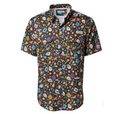 MAGELLAN Mens Dia De Los Muertos Fishing Shirt Medium Black Short Sleeve NWOT picture