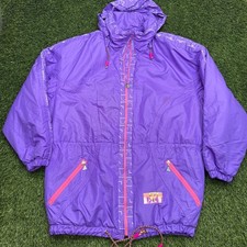 VTG 80s Luhta Ski Snow Jacket Womens USA 8 EUR 36 Purple Parka Colorblock picture