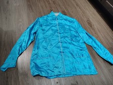 Vintage ESME 100% Pure Silk Chinese Mandarin Jacket Turquoise Floral Embroidered picture