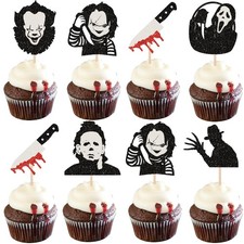 Rsstarxi 24 Pack Have a Killer Birthday Cupcake Toppers Glitter Design 7 picture
