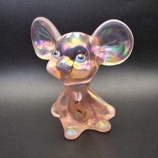 Vintage Fenton Pink opalescent glass Mouse Hand Painted Vtg signed By Artist  picture